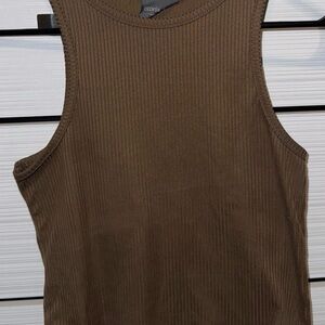 Olive Brown Ribbed Tank Top